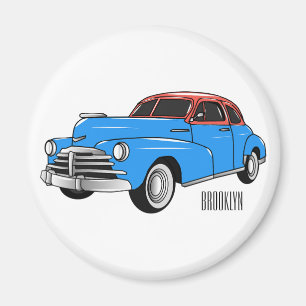 Classic car 1948 cartoon illustration magneet