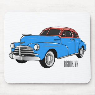 Classic car 1948 cartoon illustration muismat