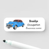 Classic car 1948 cartoon illustration naamplaatje (In situ)