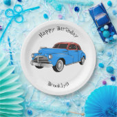 Classic car 1948 cartoon illustration papieren bordje (Feest)