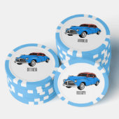 Classic car 1948 cartoon illustration poker chips (Opstapeling)