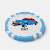 Classic car 1948 cartoon illustration poker chips (Enkel)