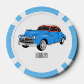 Classic car 1948 cartoon illustration poker chips (Achterkant)