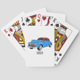 Classic car 1948 cartoon illustration pokerkaarten