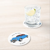 Classic car 1948 cartoon illustration ronde kartonnen onderzetter (Insitu)