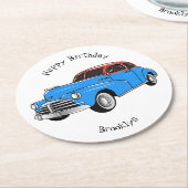 Classic car 1948 cartoon illustration ronde kartonnen onderzetter (Gebogen)
