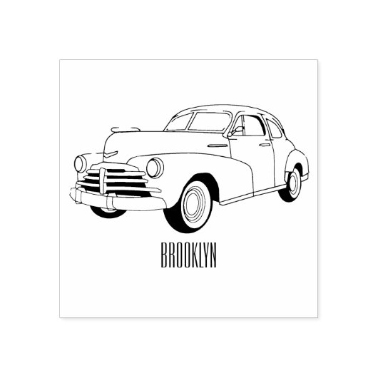Classic car 1948 cartoon illustration rubberstempel (Afrduk)