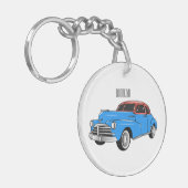 Classic car 1948 cartoon illustration sleutelhanger (Voorkant Links)