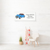 Classic car 1948 cartoon illustration spandoek (Insitu)