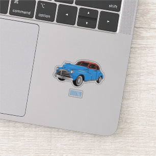 Classic car 1948 cartoon illustration sticker