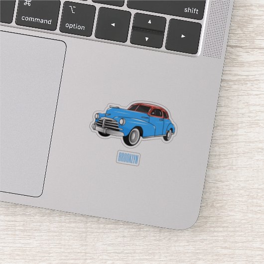 Classic car 1948 cartoon illustration sticker (Detail)