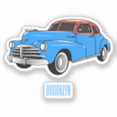 Classic car 1948 cartoon illustration sticker (Voorkant)