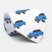 Classic car 1948 cartoon illustration stropdas (Opgerold)