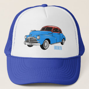 Classic car 1948 cartoon illustration trucker pet