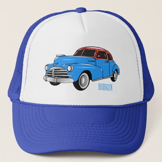 Classic car 1948 cartoon illustration trucker pet (Voorkant)