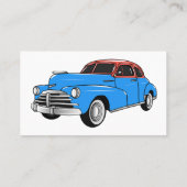 Classic car 1948 cartoon illustration visitekaartje (Achterkant)