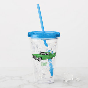Classic car 1959 cartoon illustration acryl drinkbeker
