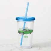 Classic car 1959 cartoon illustration acryl drinkbeker (Achterkant)