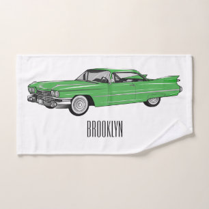Classic car 1959 cartoon illustration bad handdoek