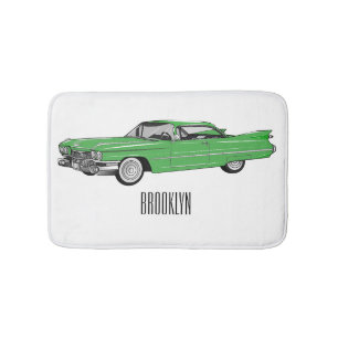Classic car 1959 cartoon illustration badmat