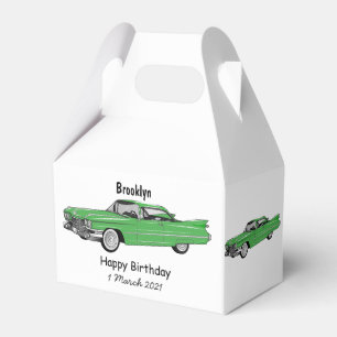 Classic car 1959 cartoon illustration bedankdoosjes