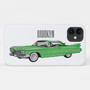 Classic car 1959 cartoon illustration Case-Mate iPhone case