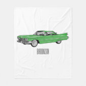 Classic car 1959 cartoon illustration fleece deken (Voorkant)