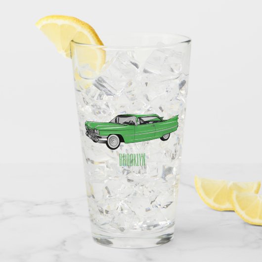 Classic car 1959 cartoon illustration glas (Voorkant ijs)