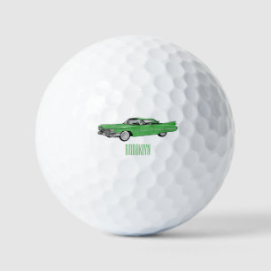 Classic car 1959 cartoon illustration golfballen