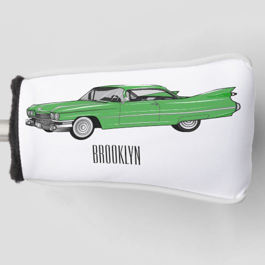 Classic car 1959 cartoon illustration golfheadcover (Voorkant)
