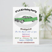 Classic car 1959 cartoon illustration kaart (Staand voorkant)