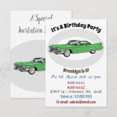 Classic car 1959 cartoon illustration kaart (Voorkant / Achterkant)