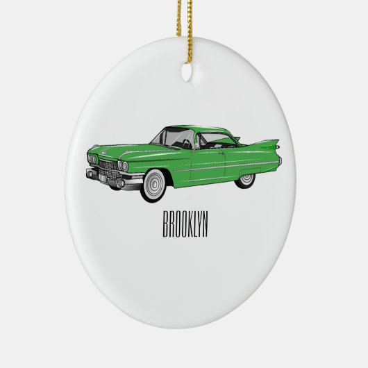 Classic car 1959 cartoon illustration keramisch ornament (Rechts)