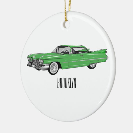 Classic car 1959 cartoon illustration keramisch ornament (Links)