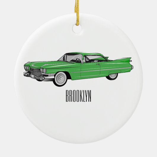 Classic car 1959 cartoon illustration keramisch ornament (Achterkant)