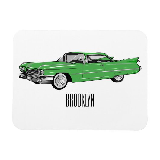 Classic car 1959 cartoon illustration magneet (Horizontaal)