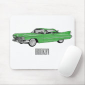 Classic car 1959 cartoon illustration muismat (Met muis)