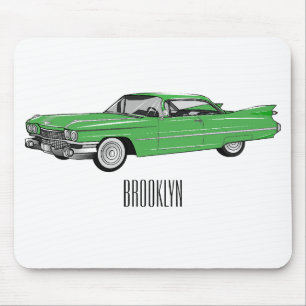 Classic car 1959 cartoon illustration muismat