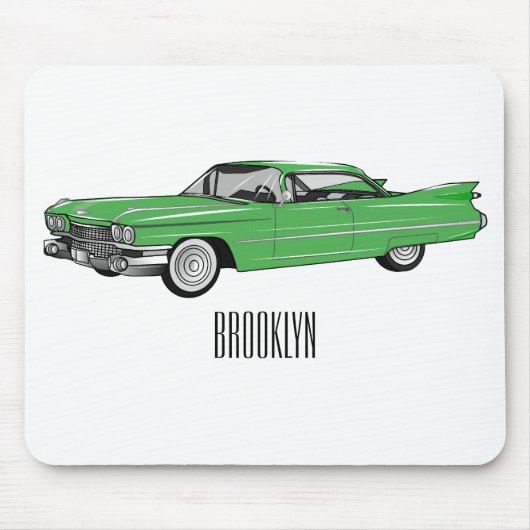 Classic car 1959 cartoon illustration muismat (Voorkant)