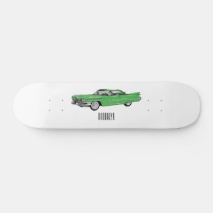 Classic car 1959 cartoon illustration persoonlijk skateboard