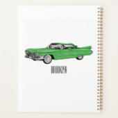 Classic car 1959 cartoon illustration planner (Achterkant)