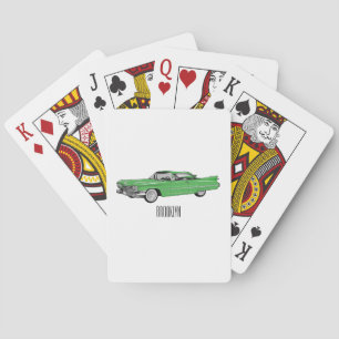 Classic car 1959 cartoon illustration pokerkaarten