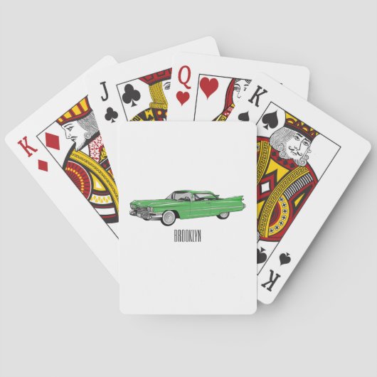 Classic car 1959 cartoon illustration pokerkaarten (Achterkant)