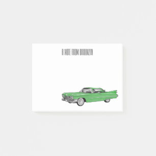 Classic car 1959 cartoon illustration post-it® notes