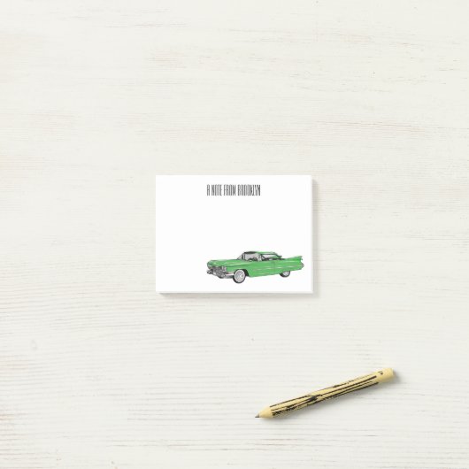Classic car 1959 cartoon illustration post-it® notes (Op bureau)
