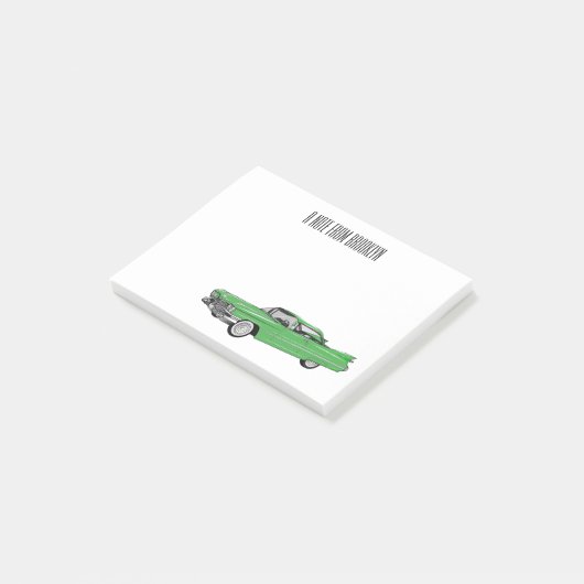 Classic car 1959 cartoon illustration post-it® notes (Schuin)