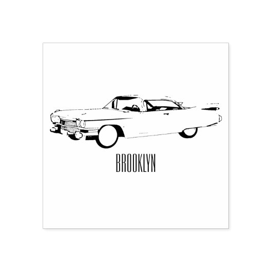 Classic car 1959 cartoon illustration rubberstempel (Afrduk)