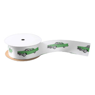 Classic car 1959 cartoon illustration satijnen lint