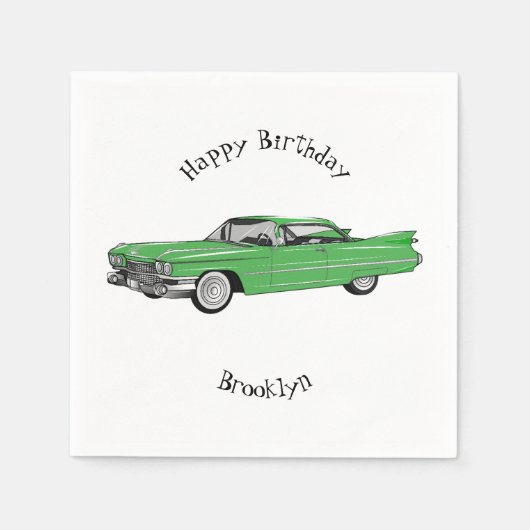 Classic car 1959 cartoon illustration servet (Voorkant)