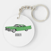 Classic car 1959 cartoon illustration sleutelhanger (Achterkant)